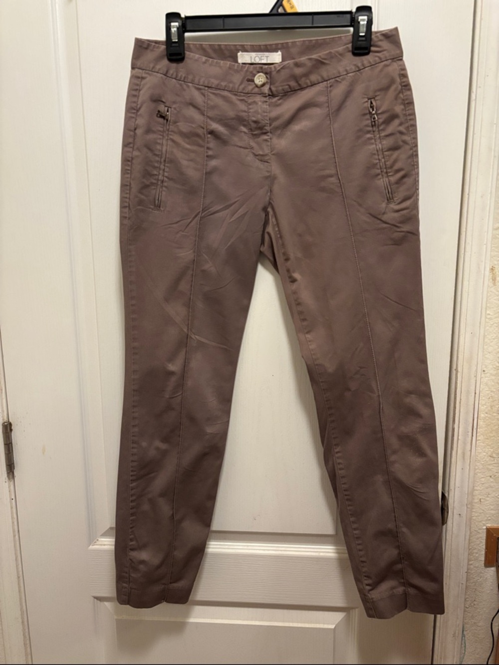 LOFT Taupe Slim Ankle Zip Pocket Khaki Pants